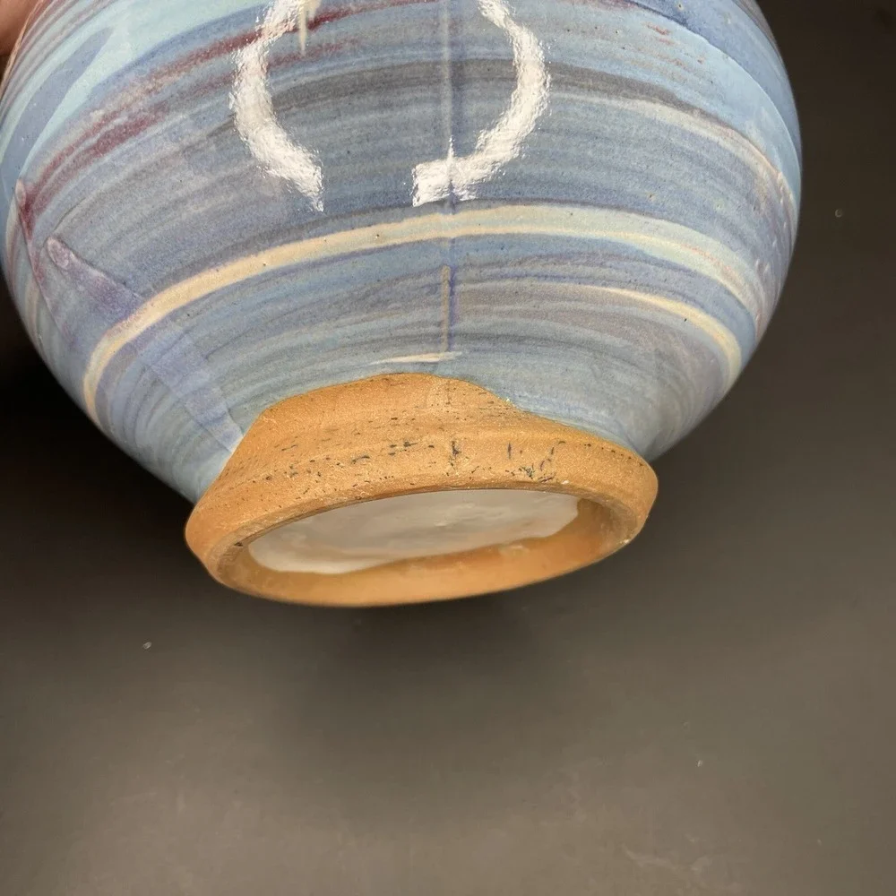 Vtg Stoneware Pottery Vase 9 1/2